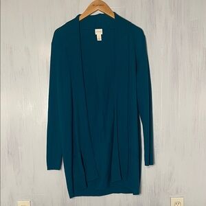 Chico's Teal Long Cardigan Size M‎
